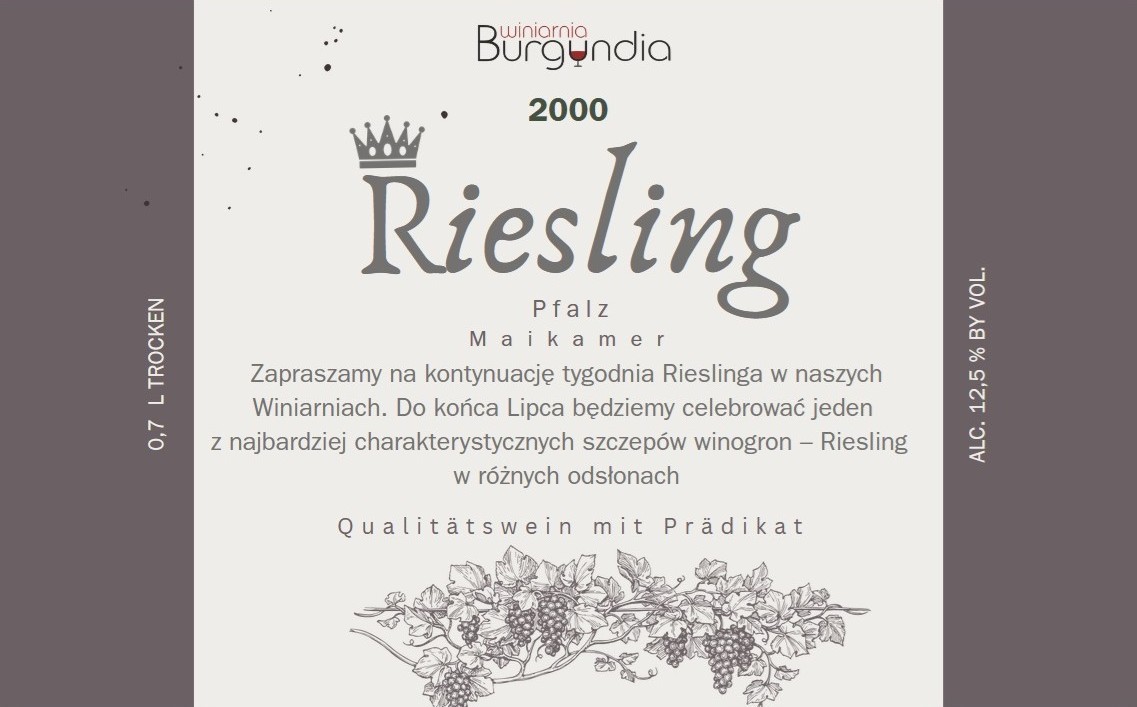 Riesling Week w Winiarni Burgundia trwa do końca lipca!